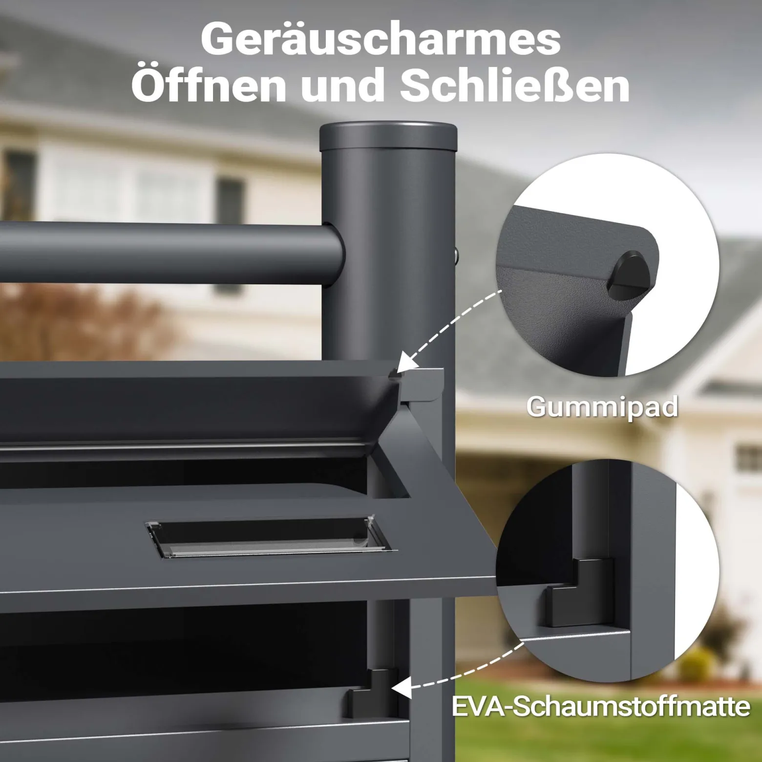 Wiltec 4er Briefkastenanlage Anthrazit 556 x 270 x 1500 mm, Standbriefkasten mit 4 Fächern, Schlüssel und Namensschild, Briefkasten Postkasten mit Ständer