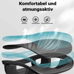 Wiltec Ergonomischer Bürostuhl mit verstellbarer Kopfstütze und Armlehnen, verstellbarer Rückenlehne – rückenschonender Schreibtischstuhl – bis 150 kg belastbar