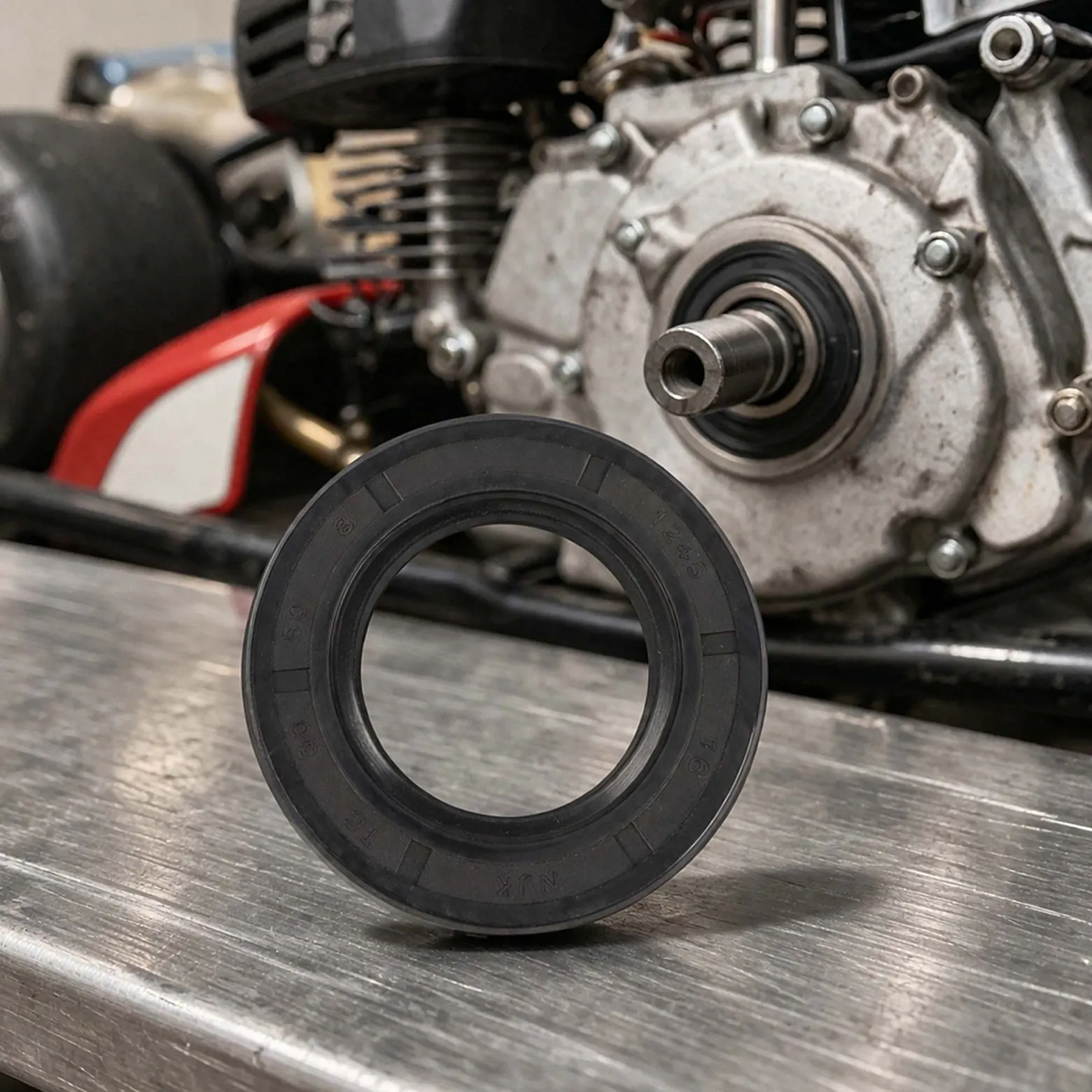 Wiltec Ersatzteil für Benzinmotor Radialwellendichtring, Dichtring für Benzin Motor verschiedene Anwendungen, Go Kart Motor E10 kompatibel
