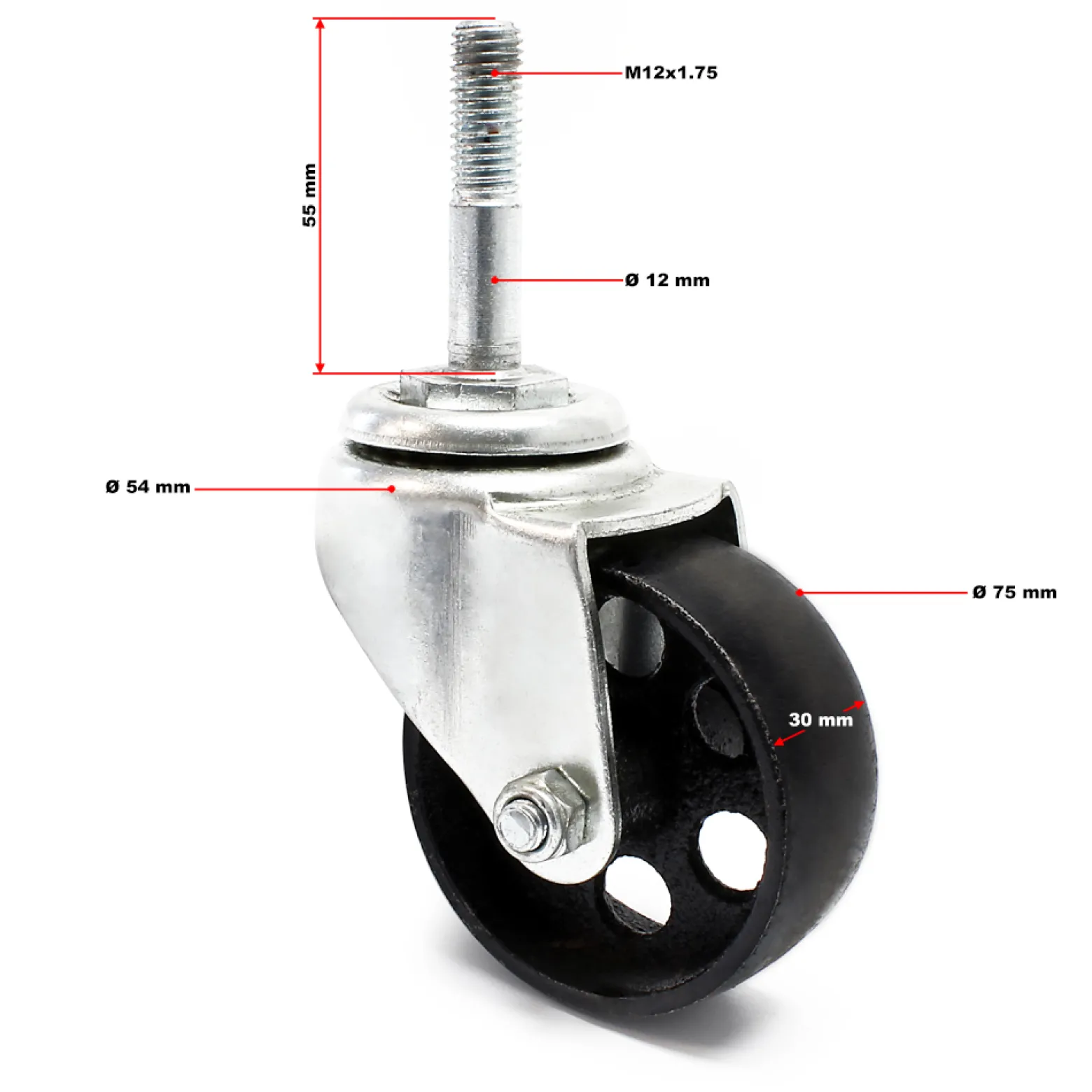 Wiltec Ersatzteil für mobilen Getriebeheber - Rolle - Ersatzrolle für hydraulischen Motorheber, Getriebe Heber mit Aufnahmekralle und Pedal, Motorhalter für PKW und LKW