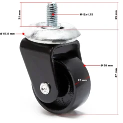 Wiltec Ersatzteil für Motorradheber 680 kg - Lenkrolle - Ersatz Rolle für Montagebock, Heber für Motorräder ATVs und Quads, Hebebühne für Reparaturen am Motorrad