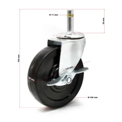 Wiltec Ersatzteil für Plattenheber bis max. 68 kg - Lenkrolle - Ersatz Rolle für Paneelheber Höhe 140-350 cm, max. Breite 2,90 m, Trockenbau Montagehilfe 1-Mann-Bedienung