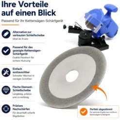 Wiltec Ersatzteil für Sägeblatt Schärfgerät - Diamant-Schleifscheibe - Ersatz Schleifscheibe Ø 100 mm / 20 mm, flach für kleinere Sägezähne, für Schleifmaschine für Kreissägeblätter