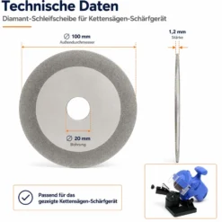 Wiltec Ersatzteil für Sägeblatt Schärfgerät - Diamant-Schleifscheibe - Ersatz Schleifscheibe Ø 100 mm / 20 mm, flach für kleinere Sägezähne, für Schleifmaschine für Kreissägeblätter