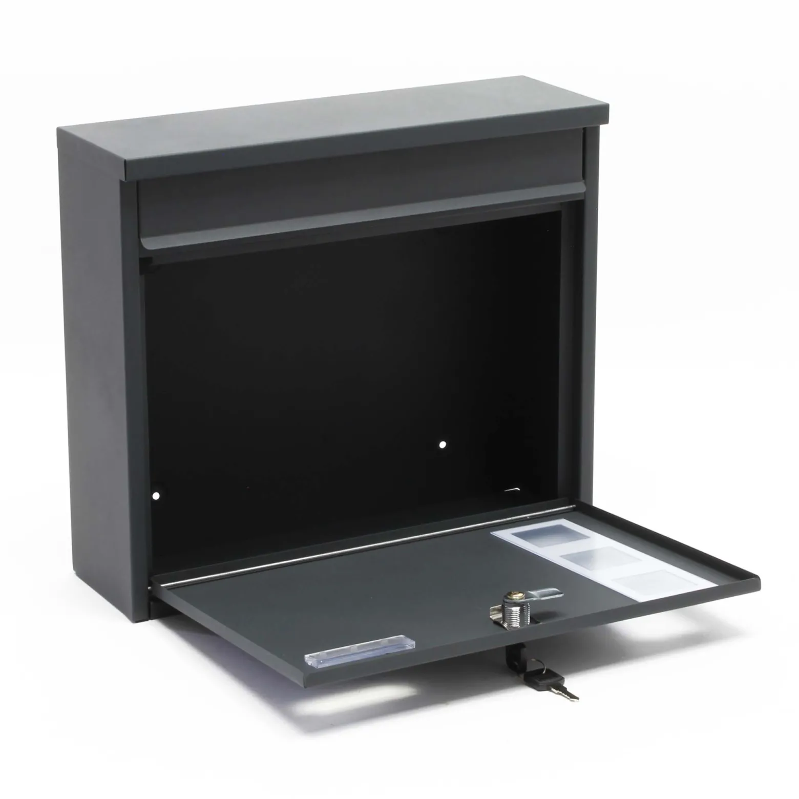Wiltec 2er Set Briefkasten V12 Anthrazit 1000 x 150 x 1200 mm, Wandbriefkasten mit Schloss, Sichtfenstern, Namensschild, Ständer, Postkasten aus Stahl galvanisiert