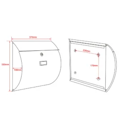 Wiltec 2er Set Briefkasten V17 Anthrazit 1000 x 95 x 1200 mm, Wandbriefkasten mit Schloss, Klappe, Namensschild, Ständer, Postkasten aus Stahl pulverbeschichtet