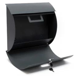 Wiltec 2er Set Briefkasten V17 Anthrazit 1000 x 95 x 1200 mm, Wandbriefkasten mit Schloss, Klappe, Namensschild, Ständer, Postkasten aus Stahl pulverbeschichtet