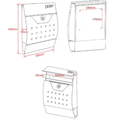 Wiltec 2er Set Designer Briefkasten V4 Anthrazit 1000 x 135 x 1200 mm, Wandbriefkasten mit Schloss, Sichtschlitz, Namensschild, Zeitungsrolle, Ständer, Postkasten pulverbeschichteter Stahl