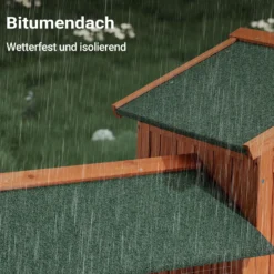 Wiltec 2 Etagen Nagerhaus 1470 x 520 x 855 mm, Hasenstall zweistöckig aus Fichtenholz, mit Bitumeneindeckung und Kotwanne, Kleintierhaus Freilauf Gehege
