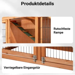 Wiltec 2 Etagen Nagerhaus 1015 x 510 x 1000 mm, Hasenstall zweistöckig aus Fichtenholz, mit Bitumeneindeckung und Kotwanne, Kleintierhaus Freilauf Gehege
