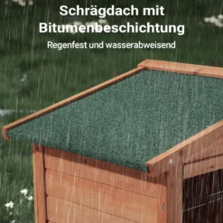 Wiltec 2 Etagen Nagerhaus 1015 x 510 x 1000 mm, Hasenstall zweistöckig aus Fichtenholz, mit Bitumeneindeckung und Kotwanne, Kleintierhaus Freilauf Gehege