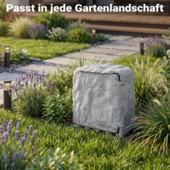 Wiltec 4-fach Gartensteckdose Außensteckdose Kunstharz IP44 Outdoor Steinoptik 5m Kabel