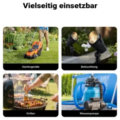 Wiltec 4-fach Gartensteckdose Außensteckdose Kunstharz IP44 Outdoor Steinoptik 5m Kabel