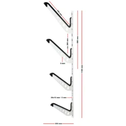 Wiltec 4-fach Universal Halterung mit 25 kg Traglast pro Ebene, Halterung für Surfbrett, Snowboard, Skier und mehr, gepolsterte Wandhalterung