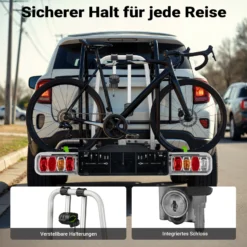 Wiltec Fahrrad Heckträger für 2 Fahrräder, Heckklappenträger bis 60 kg, Fahrradträger Anhängerkupplung klappbar, Fahrrad Träger mit Diebstahlschutz