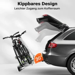 Wiltec Fahrrad Heckträger für 2 Fahrräder, Heckklappenträger bis 60 kg, Fahrradträger Anhängerkupplung klappbar, Fahrrad Träger mit Diebstahlschutz