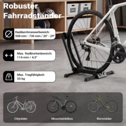 Wiltec Fahrrad Hinterradständer 450 x 365 x 540 mm bis 35 kg, freistehender Fahrradständer klappbar, Fahrradhalter für Garage, Keller und Wohnung