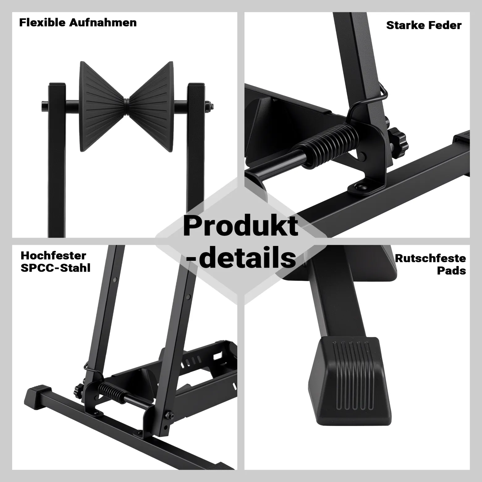 Wiltec Fahrrad Hinterradständer 450 x 365 x 540 mm bis 35 kg, freistehender Fahrradständer klappbar, Fahrradhalter für Garage, Keller und Wohnung