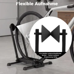 Wiltec Fahrrad Hinterradständer 450 x 365 x 540 mm bis 35 kg, freistehender Fahrradständer klappbar, Fahrradhalter für Garage, Keller und Wohnung