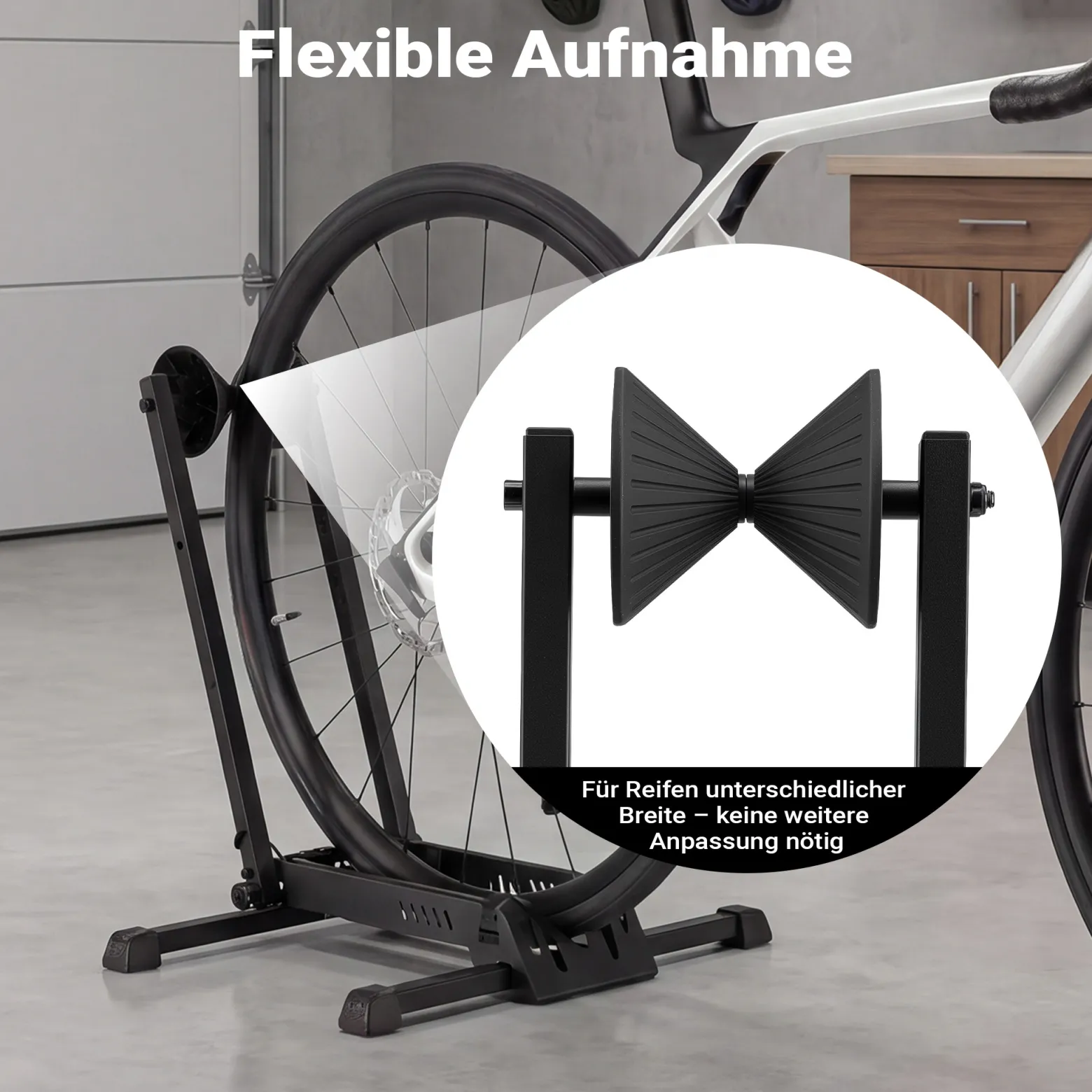 Wiltec Fahrrad Hinterradständer 450 x 365 x 540 mm bis 35 kg, freistehender Fahrradständer klappbar, Fahrradhalter für Garage, Keller und Wohnung