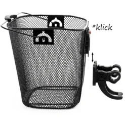 Wiltec Fahrradkorb vorne 32,5x24x26,5cm aus Stahl Schwarz abnehmbar zur Montage am Lenker Drahtkorb Lenkerkorb Einkaufskorb Fahrrad Korb