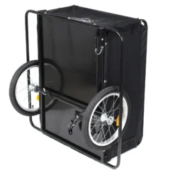 Wiltec Fahrrad Lastenanhänger 1460 x 880 x 590 mm bis 65 kg, Fahrradanhänger mit Radschutz Rahmen, Deichsel klappbar & Schnellkupplung für Einkäufe, Urlaub, Radtouren