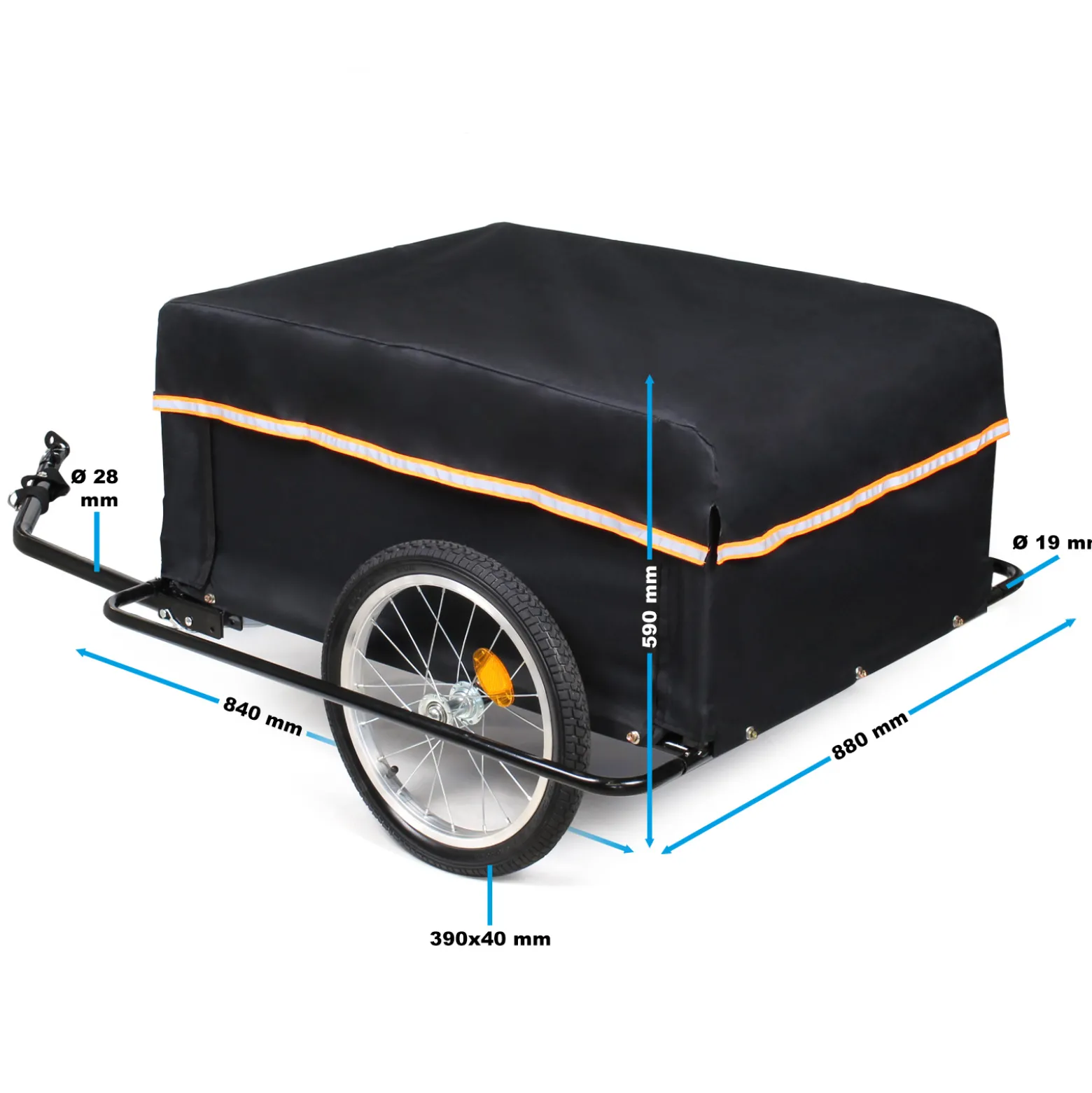 Wiltec Fahrrad Lastenanhänger 1460 x 880 x 590 mm bis 65 kg, Fahrradanhänger mit Radschutz Rahmen, Deichsel klappbar & Schnellkupplung für Einkäufe, Urlaub, Radtouren