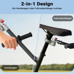Wiltec Fahrrad Lastenanhänger 158x69x51 cm bis 80 kg, Fahrradanhänger mit 90 L Transportwanne, Kupplung und Luftreifen, Handwagen Anhänger für Fahrrad