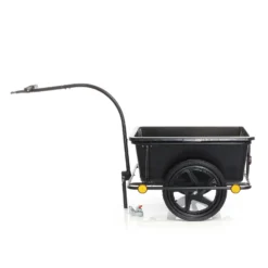Wiltec Fahrrad Lastenanhänger 158x69x51 cm bis 80 kg, Fahrradanhänger mit 90 L Transportwanne, Kupplung und Luftreifen, Handwagen Anhänger für Fahrrad