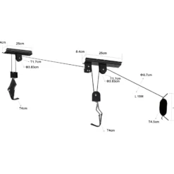 Wiltec Fahrradlift Deckenhalter 20kg, 4 m Deckenhöhe, Fahrradgarage Halterung für Bikes, Fahrradhalter mit Seilzug
