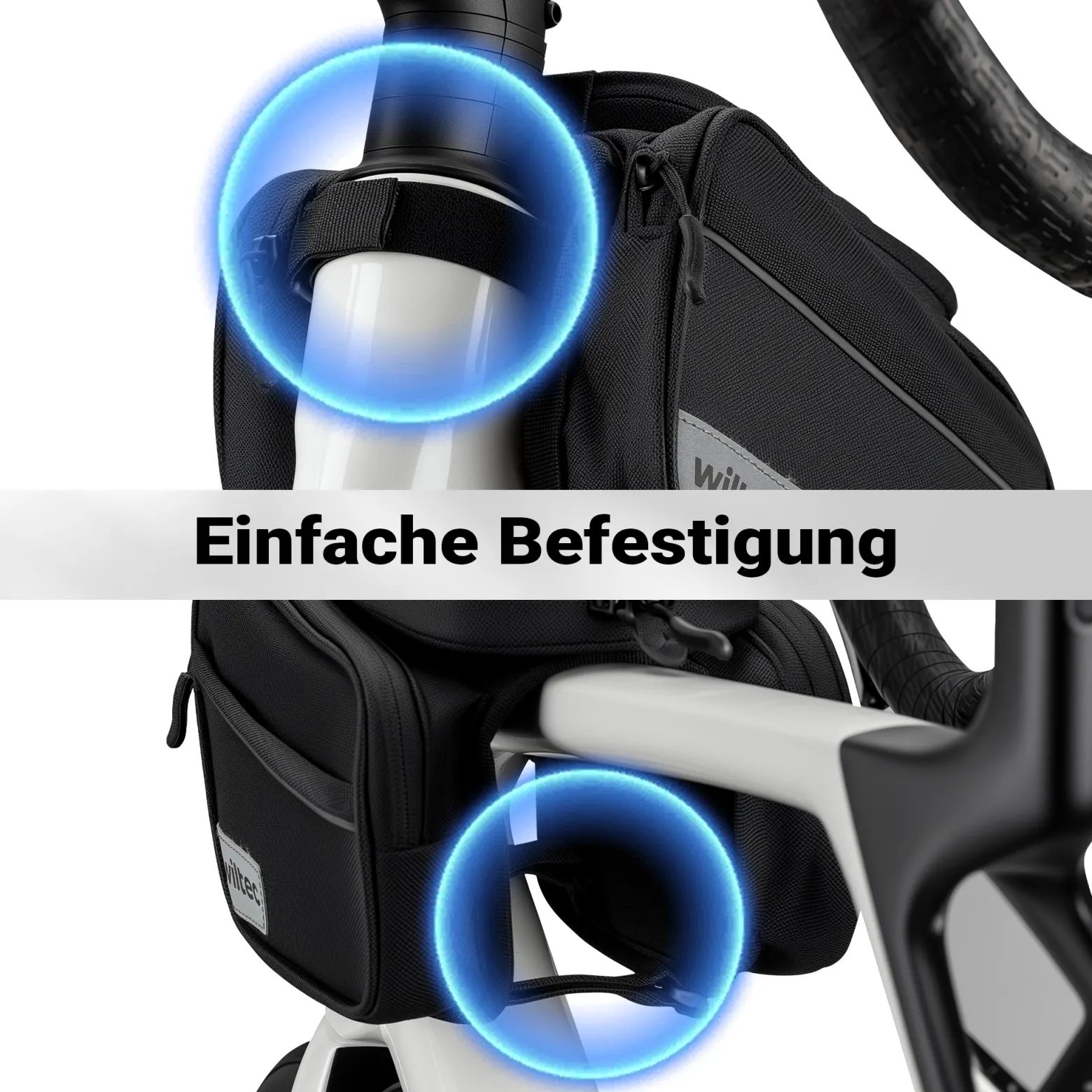 Wiltec Fahrrad Rahmentasche Oberrohrtasche 20 x 10 x 14 cm aus Polyester, wasserabweisende Fahrradtasche