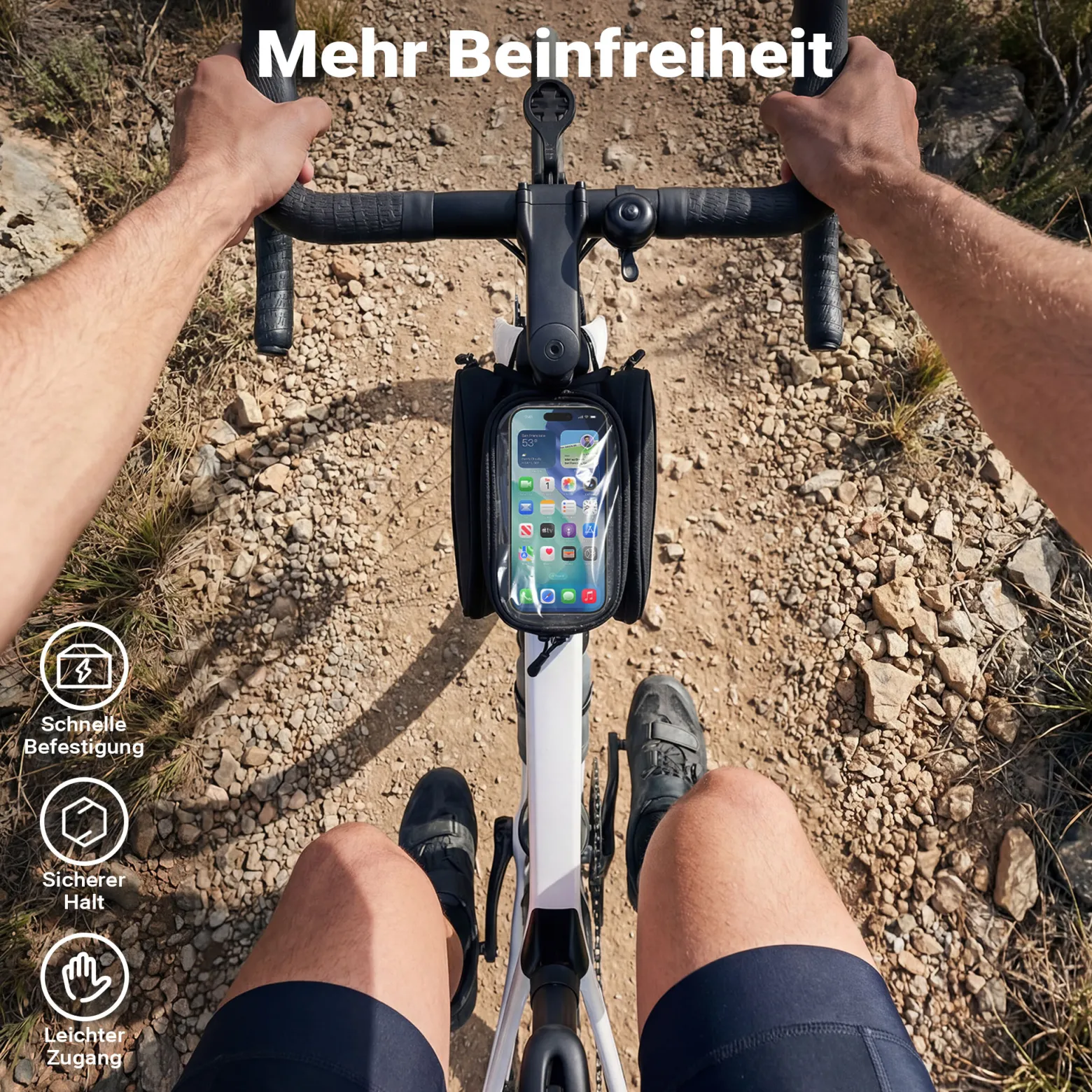Wiltec Fahrrad Rahmentasche Oberrohrtasche 20 x 10 x 14 cm aus Polyester, wasserabweisende Fahrradtasche