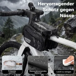 Wiltec Fahrrad Rahmentasche Oberrohrtasche 20 x 10 x 14 cm aus Polyester, wasserabweisende Fahrradtasche