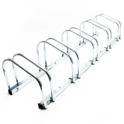 Wiltec Fahrradständer für 5 Fahrräder, 1305x320x265 mm, grau Stahl, für Bodenmontage geeignet, Reihenparker Fahrradbügel