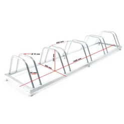 Wiltec Fahrradständer für 5 Fahrräder 158x39,5x22,5cm aus verzinktem Stahl und für Wandmontage geeignet Reihenparker Fahrradbügel