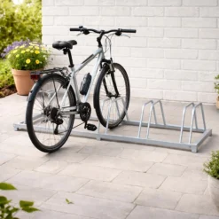 Wiltec Fahrradständer für 5 Fahrräder 158x39,5x22,5cm aus verzinktem Stahl und für Wandmontage geeignet Reihenparker Fahrradbügel
