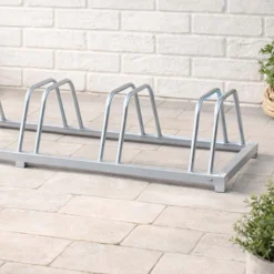 Wiltec Fahrradständer für 5 Fahrräder 158x39,5x22,5cm aus verzinktem Stahl und für Wandmontage geeignet Reihenparker Fahrradbügel