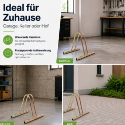 Wiltec Fahrradständer für 1 Fahrrad 39,5x39x26cm aus eloxiertem Stahl beliebig erweiterbar, zur Bodenmontage Fahrradbügel Seitenständer