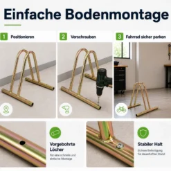 Wiltec Fahrradständer für 1 Fahrrad 39,5x39x26cm aus eloxiertem Stahl beliebig erweiterbar, zur Bodenmontage Fahrradbügel Seitenständer