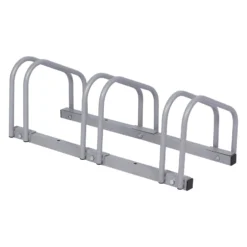 Wiltec Fahrradständer für 3 Fahrräder 70,5x33x27cm grau pulverbeschichteter Stahl und für Bodenmontage geeignet Reihenparker Fahrradbügel