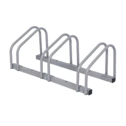 Wiltec Fahrradständer für 3 Fahrräder 70,5x33x27cm grau pulverbeschichteter Stahl und für Bodenmontage geeignet Reihenparker Fahrradbügel