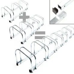 Wiltec Fahrradständer für 3 Fahrräder 70,5x33x27cm grau pulverbeschichteter Stahl und für Bodenmontage geeignet Reihenparker Fahrradbügel