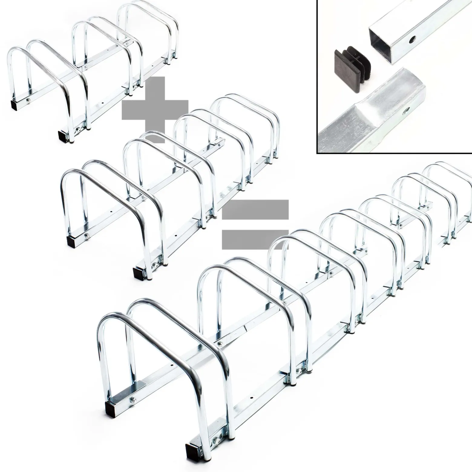 Wiltec Fahrradständer für 4 Fahrräder 95x33x27cm aus verzinktem Stahl und für Wandmontage geeignet Reihenparker Fahrradbügel