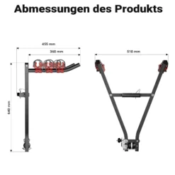 Wiltec Fahrradträger Anhängerkupplung für 3 Fahrräder, Fahrradträger für Auto Stahl, Fahrradhalterung bis 45 kg, Fahrrad Träger mit sicherer Fixierung