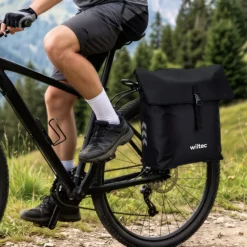 Wiltec Fahrrad-Trolley Gepäckträgertasche schwarz 33 x 13 x 64 cm mit 28 l Stauraum Fahrradtasche und Trolley in einem