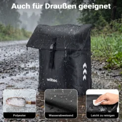 Wiltec Fahrrad-Trolley Gepäckträgertasche schwarz 33 x 13 x 64 cm mit 28 l Stauraum Fahrradtasche und Trolley in einem