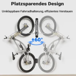 Wiltec Fahrrad Wandhalterung 11,8 x 63,8 x 58,3 cm bis 35 kg, Universal Fahrradhalterung höhenverstellbar, Fahrradaufhängung faltbar mit Schwenkarm