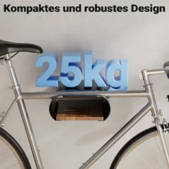 Wiltec Fahrrad Wandhalterung schwarz 25,6 x 30 x 11,4 cm bis 25 kg, Fahrradhalterung universell, Fahrradaufhängung Ø 55 mm Oberrohr & 500 mm Lenkerbreite