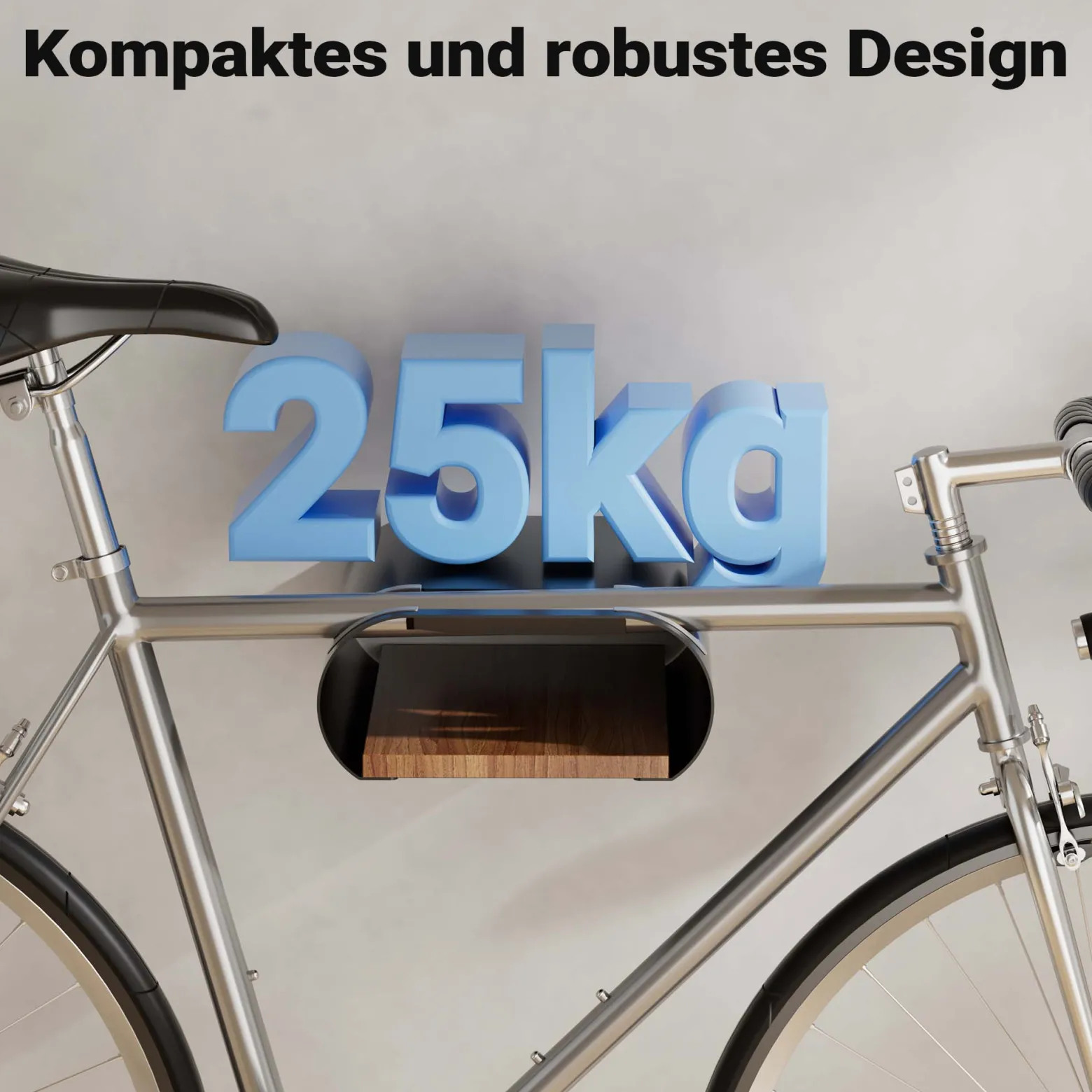 Wiltec Fahrrad Wandhalterung schwarz 25,6 x 30 x 11,4 cm bis 25 kg, Fahrradhalterung universell, Fahrradaufhängung Ø 55 mm Oberrohr & 500 mm Lenkerbreite