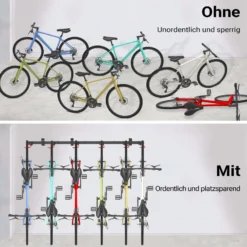 Wiltec Fahrrad Wandhalterung für 6 Fahrräder 160,4 x 18 x 10,5 cm bis 150 kg, Universal Fahrradhalterung leichte Installation, Fahrradaufhängung Stahl